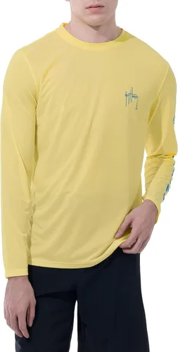Vista 10 de Guy Harvey Camisa de manga larga para hombres con protección solar de rendimiento SPF UPF 50+ Azul celeste
