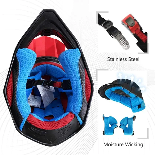 Vista 5 de ILM - Cascos de motocross para niños y jóvenes, para bicicleta todoterreno, ATV, con forro supersuave, soporte para cámara, para hombres y mujeres
