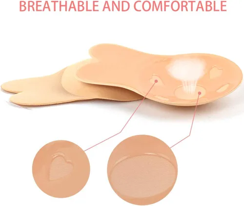 Vista 3 de Raylarnia 2 pares de sujetador invisible,Sujetador sin tirantes de silicona Push Up Sticky Bra sin tirantes,Sujetador adhesivo de punto