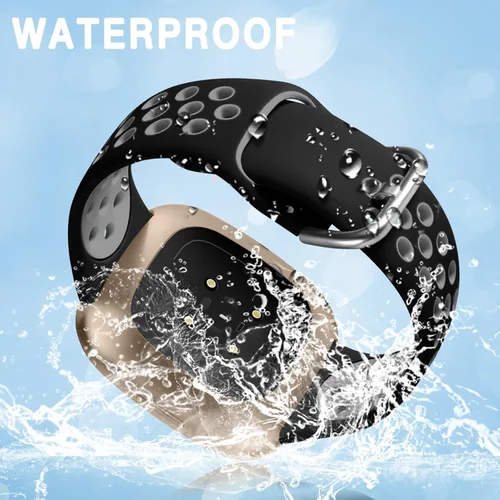Vista 5 de Getino Compatible con Fitbit Sense 2/Sense Bands/Versa 4/Versa 3 bandas para mujeres y hombres, accesorios únicos de silicona impermeable, correa
