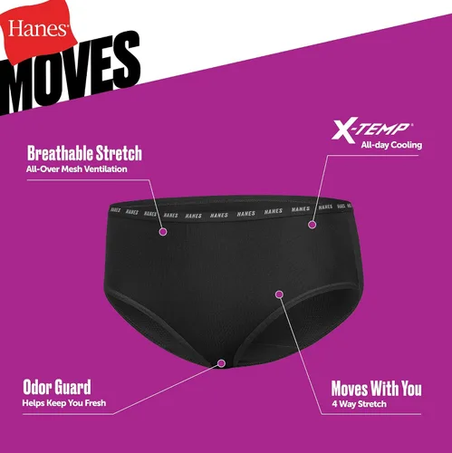 Vista 3 de Hanes Girls' Big Moves Breathable Stretch Tween Underwear