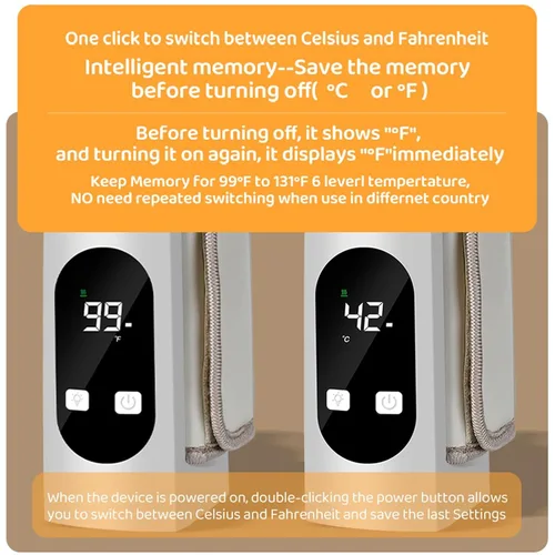 Vista 8 de Calentador de biberones de temperatura constante multifuncional recargable calentador de botellas eléctrico para salidas