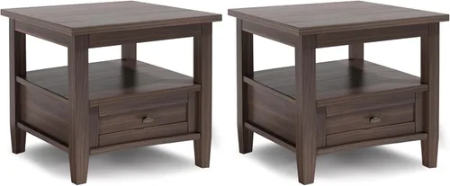 Vista 40 de SIMPLIHOME - Mesa lateral estrecha rectangular Warm Shaker, de madera maciza, de 14 pulgadas de ancho, estilo transicional, color negro, para sala