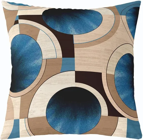 Vista 30 de Funda de almohada moderna con estampado de líneas geométricas de doble cara de 16 x 16 pulgadas, funda de almohada cuadrada suave con remolinos