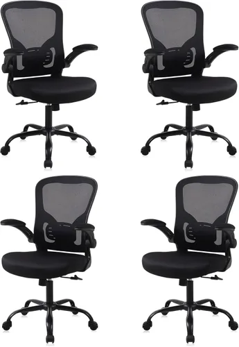 Vista 18 de Flysky Silla de oficina de malla, sillas ergonómicas de escritorio para computadora para oficina en casa, con reposabrazos abatibles