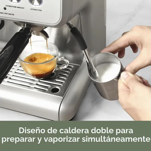 Vista 4 de Gevi Máquina de café expreso de caldera dual con amoladora incorporada