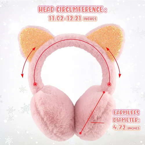 Vista 5 de XIAOHAWANG Orejeras de invierno para niños y niñas, orejeras cálidas para bebés y niños, calentador de orejas acolchado de felpa