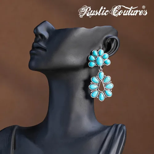 Vista 6 de Pendientes de turquesa occidental de Rustic Couture para mujer, joyería de país occidental