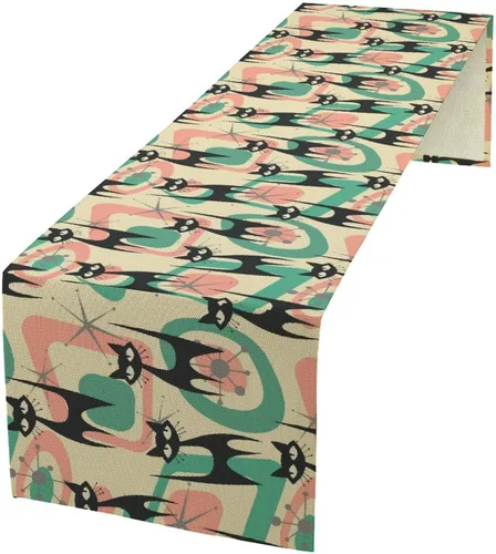 Vista 29 de Camino de mesa con diseño de patas de perro, lindo animal con estampado de patas de cachorro, decoración de fiesta de cumpleaños, casa de campo