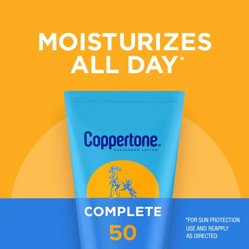 Vista 3 de Coppertone Loción completa de protección solar SPF 50, protector solar facial y corporal, ligero, resistente al agua, 7 onzas líquidas