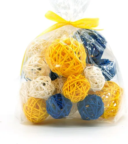 Vista 10 de Qingbei Rina 20 bolas de mimbre de ratán de Halloween, bolas decorativas de otoño para cuencos, relleno de jarrón para centros de mesa, rellenos