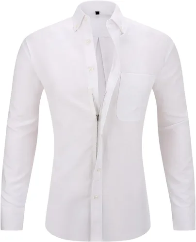 Vista 13 de Camisetas de manga larga para hombre, estilo casual, holgadas, con botones, cuello ajustado, para otoño