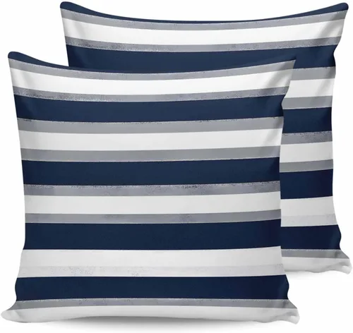 Vista 30 de Fundas de almohada de exterior impermeables de 16 x 16 pulgadas, fundas de almohada de poliéster con rayas blancas y negras, fundas decorativas
