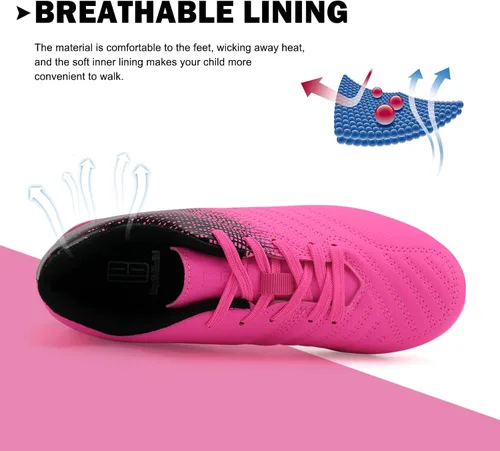Vista 4 de Brooman - Zapatos deportivos con tacos para niños y niñas, zapatos de fútbol para usar al aire libre