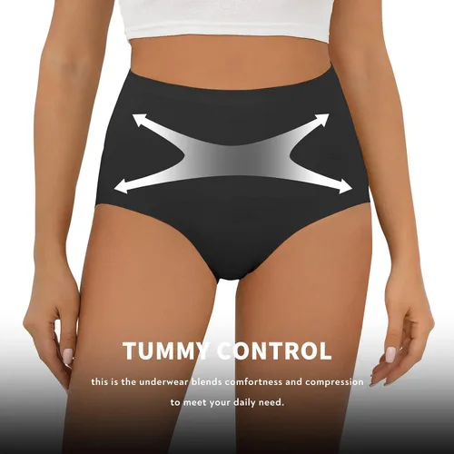 Vista 2 de FallSweet Ropa interior con control de abdomen que no se ve para mujer, bragas de cintura alta, paquete de calzoncillos cómodos