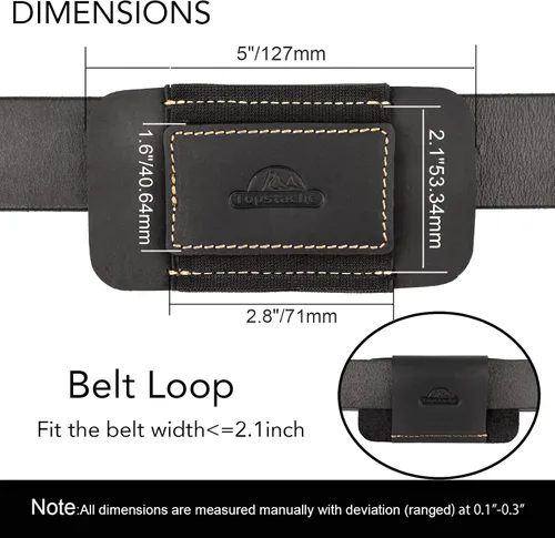 Vista 2 de Topstache Funda de cuero de transporte horizontal para cinturón, cuero natural con banda elástica EDC para cuchillos, organizador de bolsillo