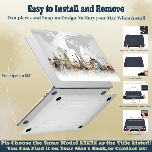 Vista 6 de Funda para MacBook Air de 15 pulgadas M5 M4 M3 M2 2026 2025 2024 2023 modelo A2941 A3114 A3241 A3448 con pantalla Retina, carcasa rígida resistente