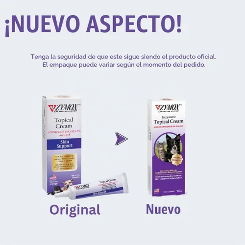 Vista 2 de Zymox Crema tópica con hidrocortisona al 0.5% para perros y gatos, 1oz