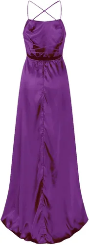 Vista 3 de NIANTIE Vestidos de cóctel para mujer 2023 con tirantes delgados, sexy, de satén, sin mangas, con vuelo, acampanado, vestido formal largo