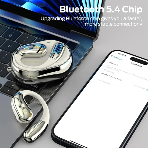 Vista 3 de Monster Open Ear AC360, auricular inalámbrico Bluetooth giratorio, con cordón, Bluetooth 6.0 mejorado, control táctil, batería de larga duración