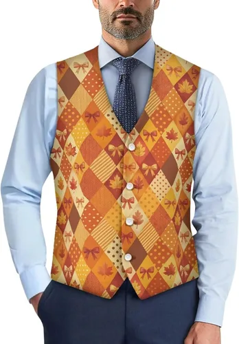 Vista 31 de TODIYADDU Single Breasted Sleeveless Vest for Men Tuxedo Vest Mushroom