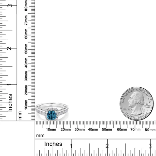 Vista 4 de Gem Stone King Anillo de compromiso de plata de ley 925 de 0.236 in con piedra natal y zafiro blanco creado con acento Anillo de compromiso