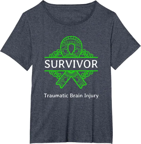 Vista 42 de Camiseta de concientización traumática con cinta verde para supervivientes de lesiones cerebrales, Negro, S