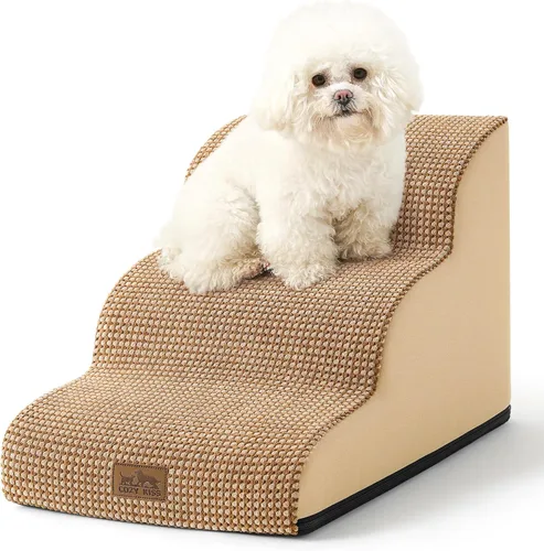Vista 13 de COZY KISS Escaleras para perros pequeños de 11.8 pulgadas de alto, escalón curvado para cachorros, gatos mayores, rampa mediana para mascotas