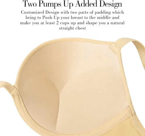 Vista 7 de Wingslove Sujetador push up para mujer, con escote en V profundo, con aros, multiway, 2 copas