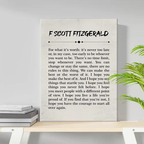 Vista 3 de F Scott Fitzgerald for What It's Worth - Lienzo decorativo para pared, póster inspirador de 11.5 x 15 pulgadas, pintura para decoración del hogar
