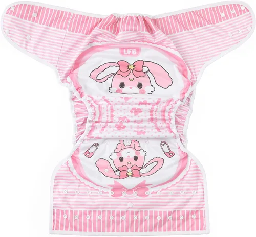 Vista 7 de Littleforbig Lavable Ajustable Reutilizable Impermeable Tela Adulto Pañal Wrap Cover - Bebé Usagi Patrón S