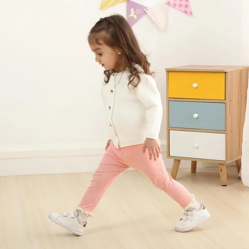 Vista 2 de DREAM BUS Paquete de 5 pantalones de bebé para niña, pantalones acanalados con volantes acampanados, leggings para bebé, pantalones acampanados