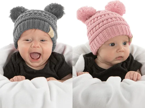 Vista 36 de Funky Junque Gorro de invierno con doble pompón para bebé de 0 a 12 meses, bonito gorro de punto acogedor para clima frío Patrón de tejido