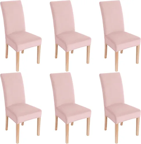 Vista 17 de smiry - Fundas para sillas de comedor de terciopelo elástico y suave, extraíbles, Terciopelo, Beige