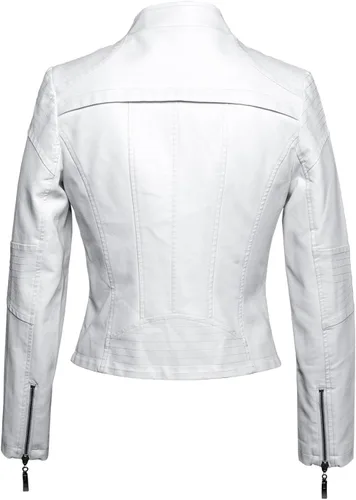 Vista 2 de chouyatou Chaqueta acolchada de piel sintética con cremallera a la moda para mujer