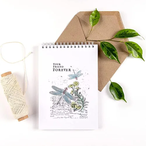 Vista 3 de Estivaux Flores, libélula de fondo, sellos transparentes para hacer tarjetas y diario, flores retro, palabras de goma, hojas florales, paisajes