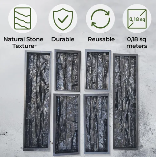 Vista 6 de 6 piezas ABS 2mm (0.079 pulgadas) Molde de Piedra Laja Piedra Caliza Piedra Natural Moldes de Cemento de Plástico Molde de Pared de Cemento Baldosa