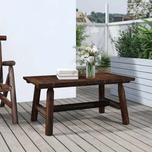 Vista 8 de Solid Spruce Wood Garden Chair Burned Wood Look Ergonomic Design Durable Outdoor Seating Rectangular Shape 33.9x26.8x40.6 in Brown for Patio Balcony