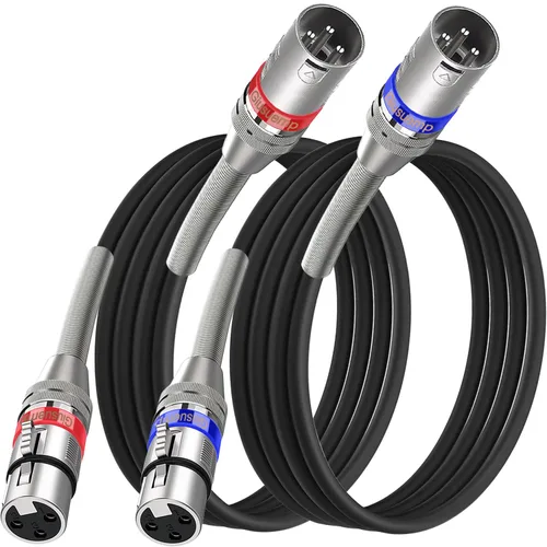 Vista 9 de Cable de micrófono XLR a XLR de 10 pies, cable XLR macho a hembra, cable de altavoz de micrófono blindado equilibrado de 3 pines, resorte de metal