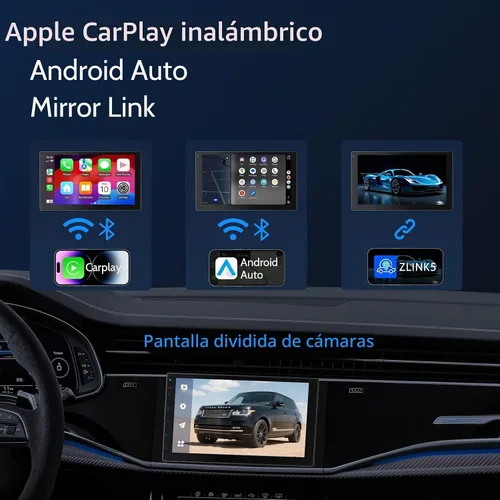 Vista 2 de Haudio Estéreo inalámbrico de doble DIN de 7 pulgadas con Carplay y Android Auto, Bluetooth, canal RCA, cámara de respaldo, SWC, FM/AM, pantalla