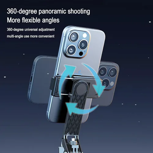 Vista 3 de XINBAOHONG Palo selfie, trípode extensible con control remoto Bluetooth para iPhone y Android, tamaño compacto y ligero