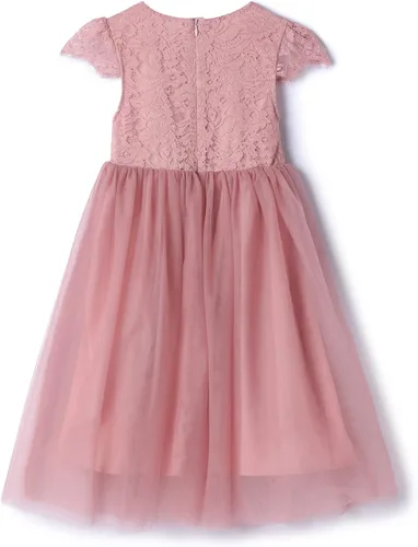 Vista 2 de Rysly Vestido largo de encaje para niña, vestido de princesa de tul para fiesta de tutú
