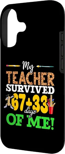 Vista 2 de My Teacher Survived 67+33 Days of Me Dab 100 Days of School Case for iPhone 17