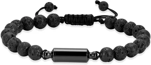 Vista 12 de Hearbeingt Pulsera de urna de cremación para cenizas de cuerda ajustable, pulsera cilíndrica para cenizas para hombres y mujeres, pulsera