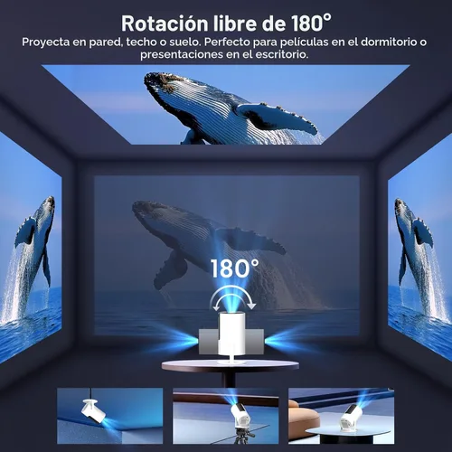 Vista 3 de [Aplicaciones integradas y Keystone automático] Mini proyector, proyector portátil con WiFi 6 y Bluetooth 5.2, proyector inteligente nativo 1080P
