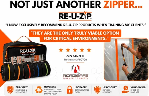 Vista 7 de RE-U-ZIP® Cremallera resistente reutilizable con barrera contra polvo Paquete Pro Sistema patentado de gancho y bucle Rentable y confiable Azul