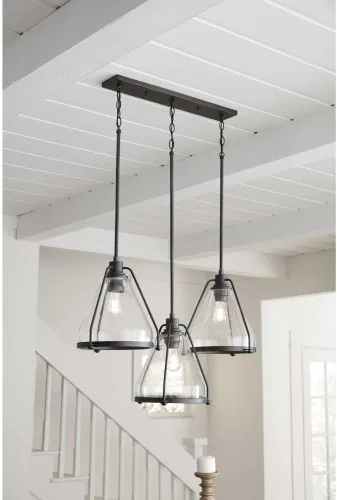 Vista 9 de Progress Lighting Range Collection - Lámpara colgante costera de cristal transparente con semillas, color grafito, negro