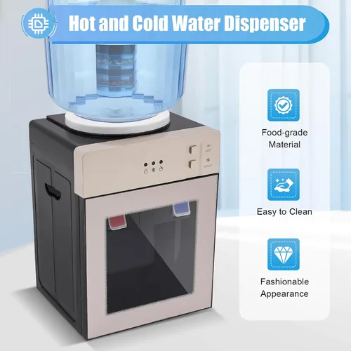 Vista 2 de Dispensador de enfriador de agua para encimera, enfriador de agua fría caliente para botella de 3 a 5 galones, jarra de agua con 3 ajustes