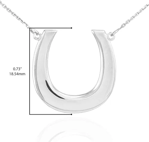 Vista 3 de Collar con colgante de herradura de la suerte de plata de ley 925