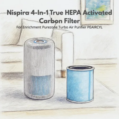 Vista 3 de Nispira Filtro de carbón activado HEPA 4 en 1 para purificador de aire Purezone Turbo PEAIRCYL, 2 paquetes